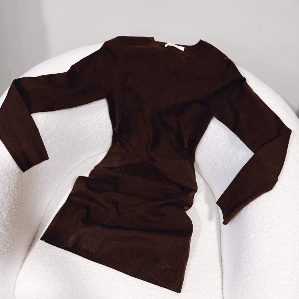 Long Sleeve Brown Bodycon Dress